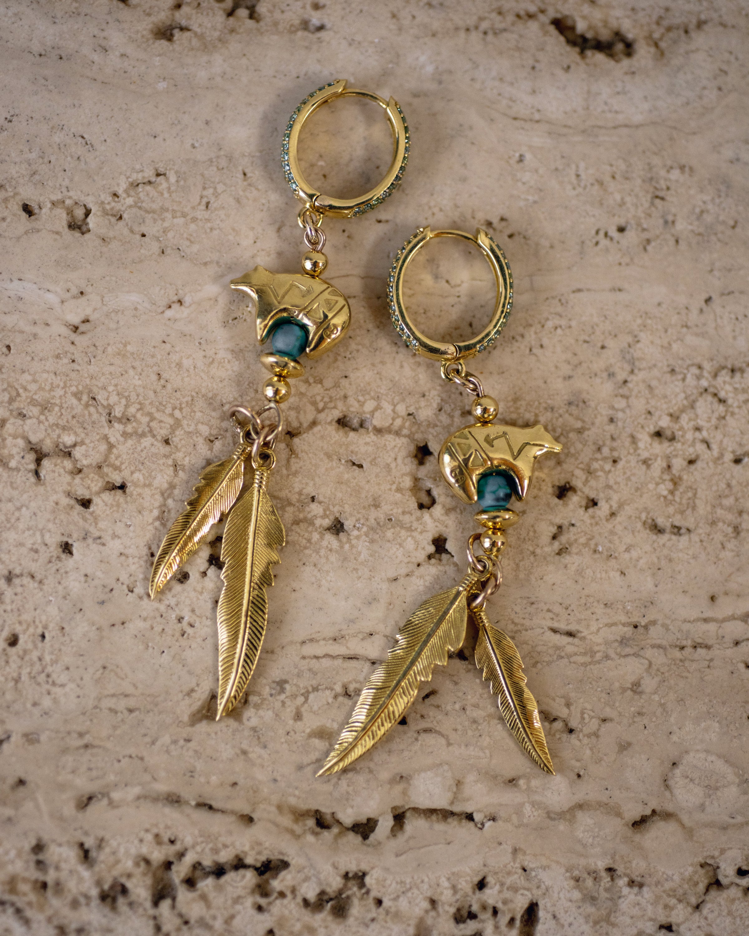 BEAR MONARCH DIAMOND EARRINGS IN 18K YELLOW GOLD