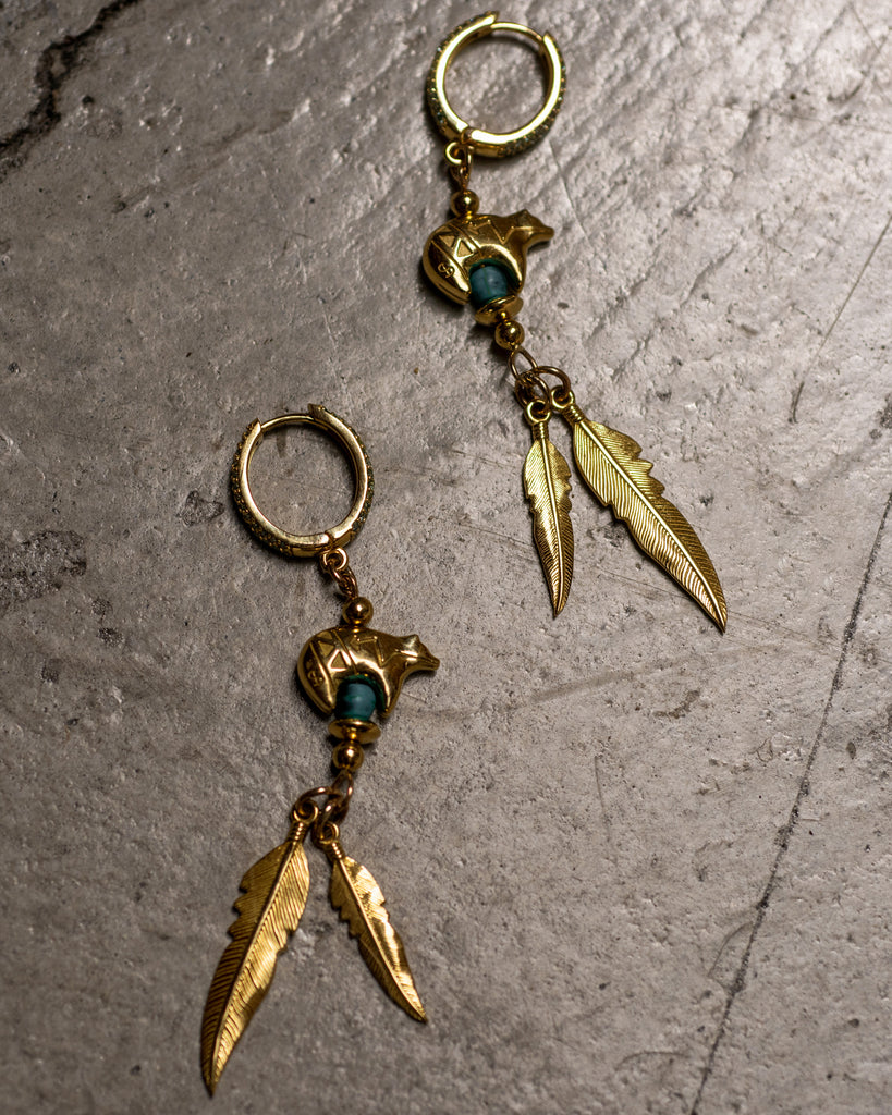 BEAR STRENGTH DIAMOND EARRINGS IN 8K YELLOW GOLD