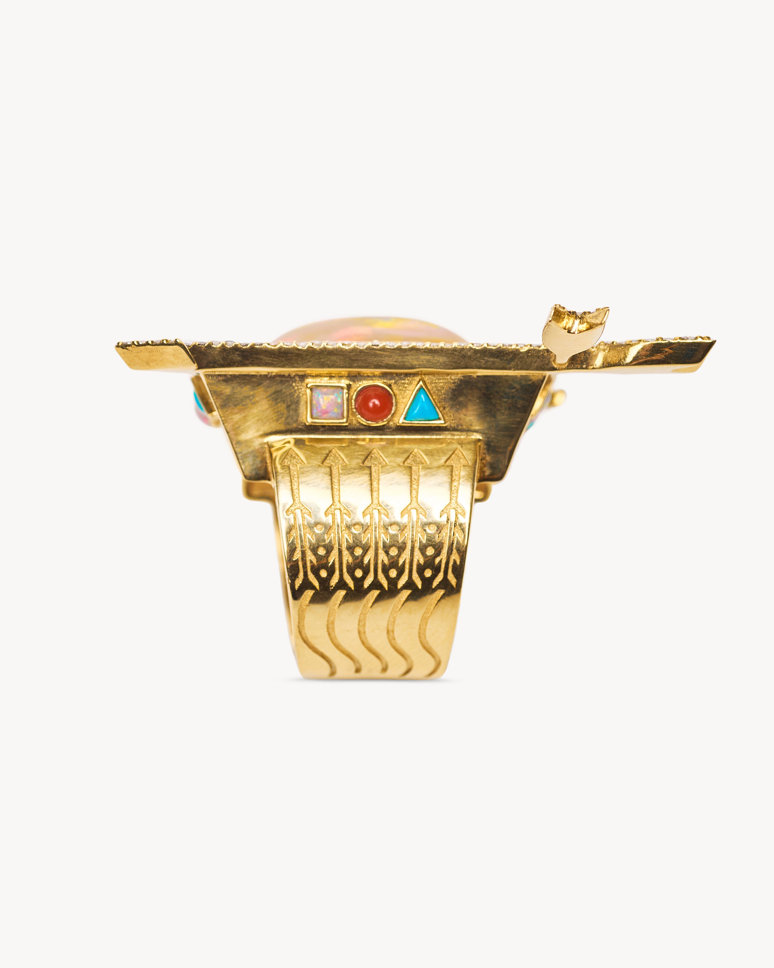 SOLAR ORBIT DIAMOND RING IN 14K YELLOW GOLD