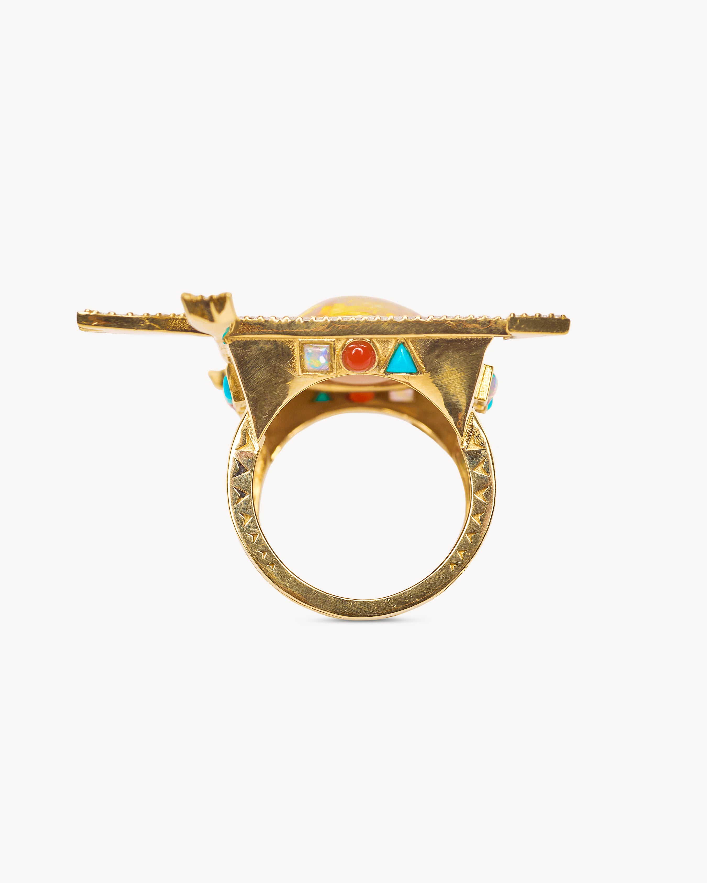 SOLAR ORBIT DIAMOND RING IN 14K YELLOW GOLD